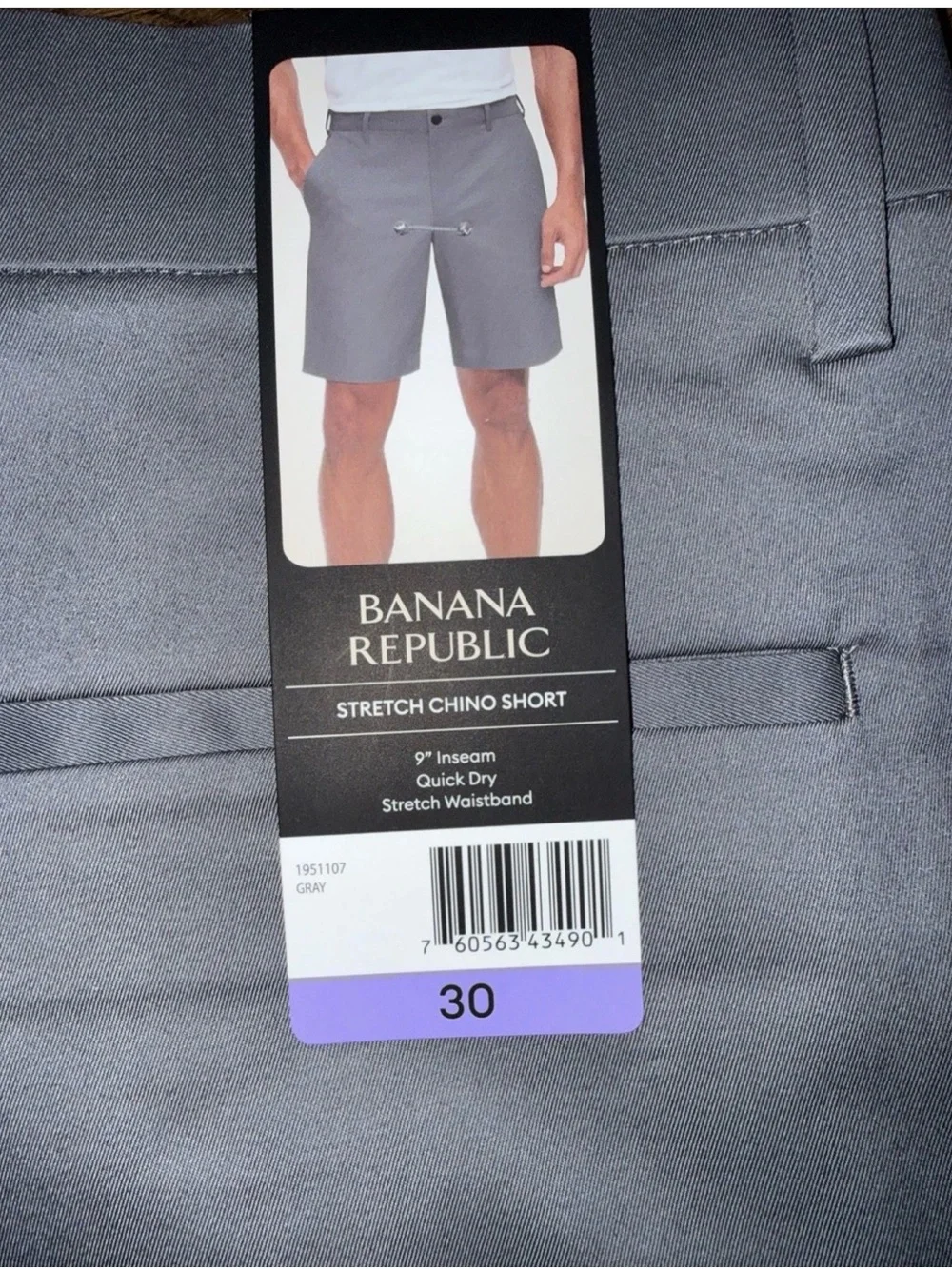 Banana Republic NWT Size 30 Gray Men's Stretch Chino Shorts-001*